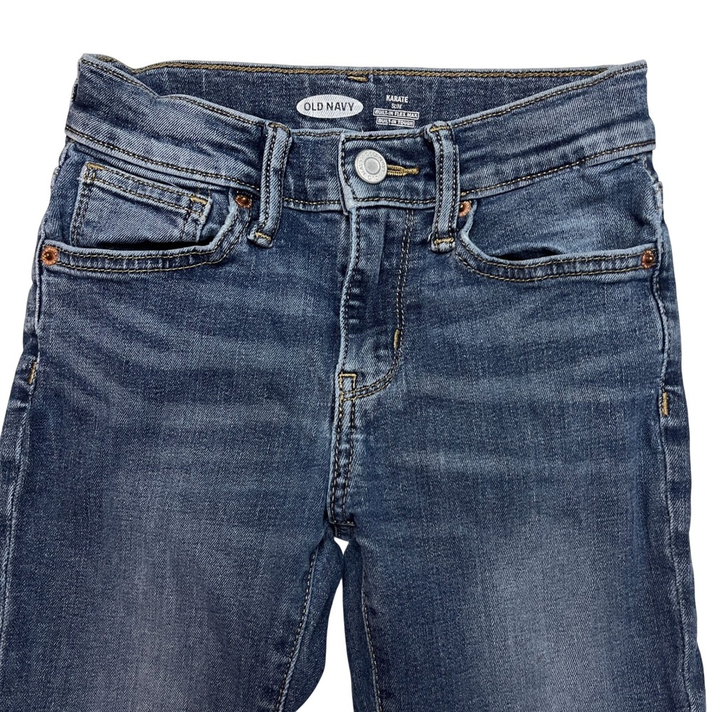 Old Navy Jeans Boys 6 Blue Karate Slim Built-In Flex Max Distressed Camo Patch